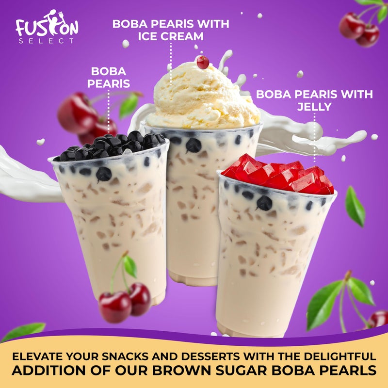 Fusion Select Instant Boba - No-Cook Instant Tapioca Pearls for Bubble Tea Drinks, Hot or Cold Sweet Milk Beverage - Microwave or Heat With Boiling Water - Real Brown Sugar Flavored Balls (6) - Image 3